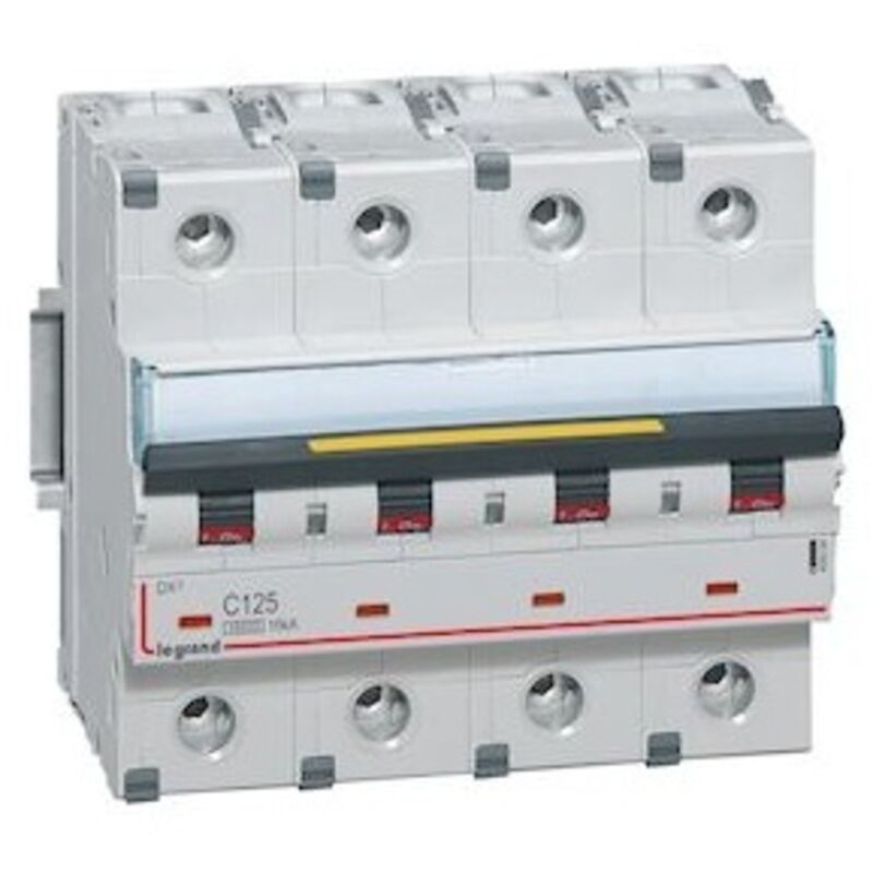 Disjoncteur DX³10000 16kA arrivée haute et départ bas à vis 4 Pôles 400V 125A courbe c 6 modules Legrand 409364