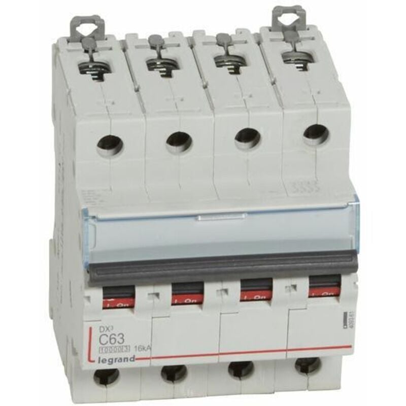 Disjoncteur DX³10000 16kA arrivée haute et départ bas à vis 4P - 400V - 63A - courbe c - 4 modules - 409361 Legrand