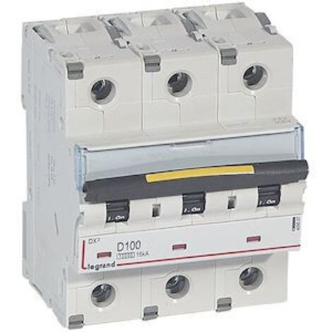 Disjoncteur DX³10000 16kA arrivée haute/départ bas à vis 3 Pôles 100A courbe C -4,5 modules LEGRAND 409507