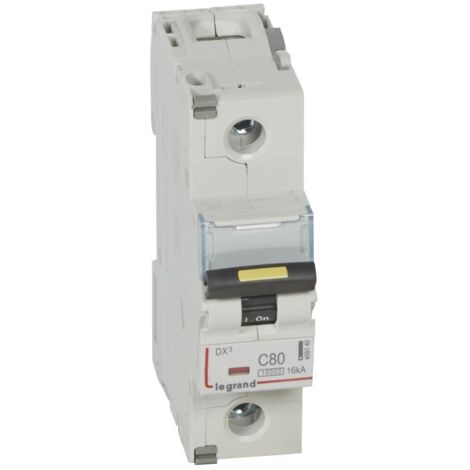 Disjoncteur DX³10000 16kA arrivée haute et départ bas à vis 1 Pôle 230V à 400V 80A 16kA courbe C 1,5M LEGRAND 409140