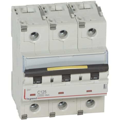 Disjoncteur DX³10000 16kA arrivée haute et départ bas à vis 3 Pôles 400V 125A courbe C 4,5 modules LEGRAND 409282