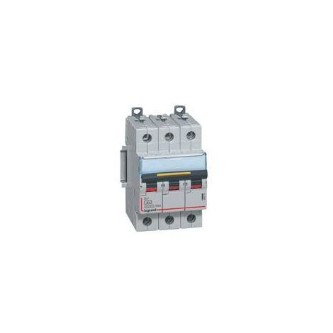 Disjoncteur DX³10000 16kA arrivée haute et départ bas à vis 3 Pôles 400V 63A courbe C 3 modules  LEGRAND 409279