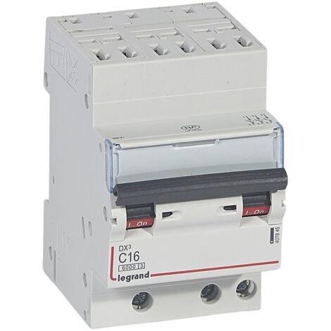 Disjoncteur DX3 10kA 3 Pôles 400V 16A courbe C pour peigne HX3 LEGRAND 407845