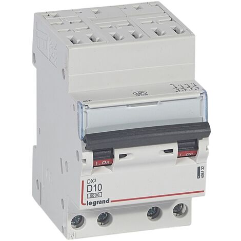 Disjoncteur DX3 4 pôles Courbe D 10A 10KA Automatique LEGRAND 408132