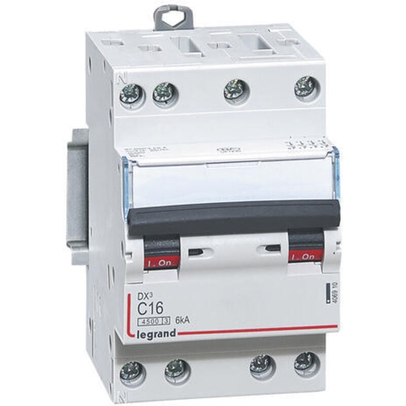 Legrand - Disjoncteur DX³4500 6kA arrivée haute et sortie basse par borne à vis tétrapolaire 400V 16A courbe c 3 modules 406910