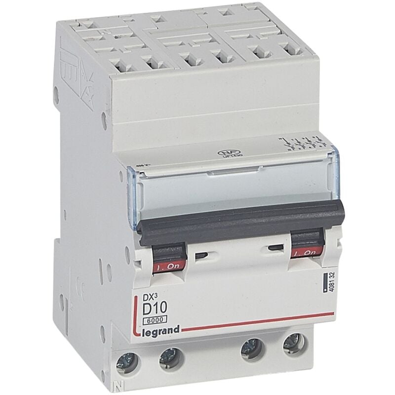 Disjoncteur DX3 4 pôles Courbe d 10A 10KA Automatique Legrand 408132