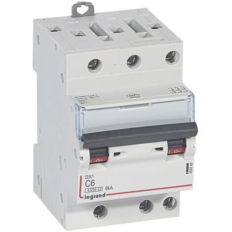 DISJONCTEUR DX3 TRIPHASE C6 4500A/6KA 3 MODULES LEGRAND 406888