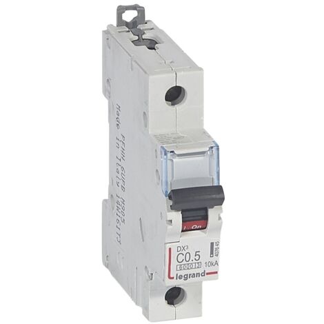 Disjoncteur DX³6000 10kA à vis 1 Pôle 400V 0,5A courbe C 1 module LEGRAND 407645