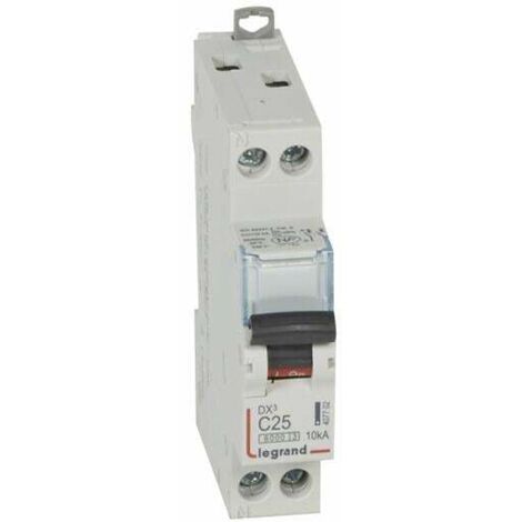 Disjoncteur DX³6000 10kA à vis U+N 230V 25A courbe C 1 module LEGRAND 407702