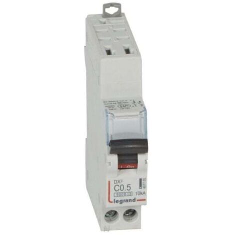 Disjoncteur DX³6000 10kA arrivée haute automatique et départ bas à vis U+N - 230V - 0,5A - 10 kA courbe C - 1 module - LEGRAND
