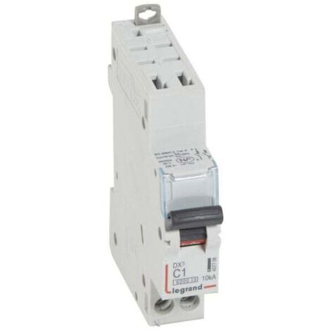 Disjoncteur DX³6000 10kA arrivée haute automatique et départ bas à vis U+N - 230V - 1A- courbe C - 1 module - LEGRAND