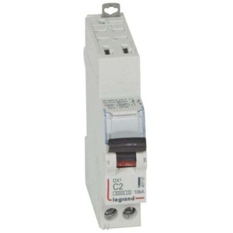 Disjoncteur DX³6000 10kA arrivée haute automatique et départ bas à vis U+N - 230V - 2A- courbe C - 1 module - LEGRAND