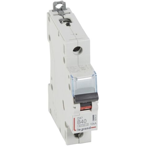 Disjoncteur DX³6000 10kA arrivée haute et départ bas à vis 1 Pôle 230V à 400V 40A courbe B 1 module LEGRAND 407421