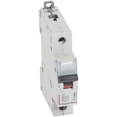 Disjoncteur DX³6000 10kA arrivée haute et départ bas à vis 1 Pôle 230V à 400V 50A courbe B 1 module LEGRAND 407422