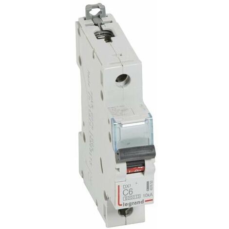 Disjoncteur DX³6000 10kA arrivée haute et départ bas à vis 1P 230V à 400V - 6A - courbe C - 1 module - LEGRAND
