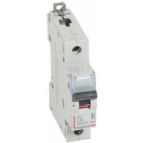 Disjoncteur DX³6000 10kA arrivée haute et départ bas à vis 1P 230V à 400V - 6A - courbe C - 1 module - LEGRAND