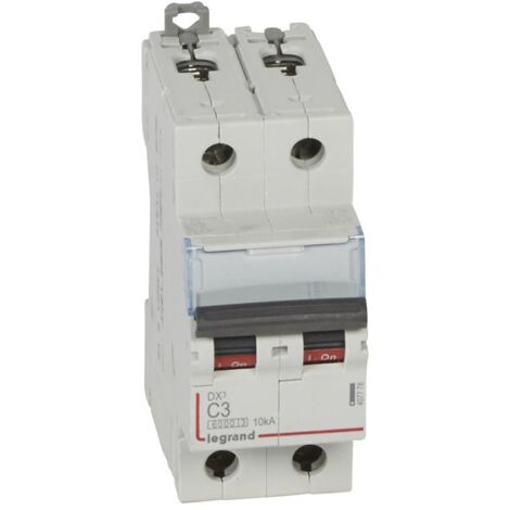 Disjoncteur DX³6000 10kA arrivée haute et départ bas à vis 2P 230V à 400V - 3A - courbe C - 2 modules - 407778 - LEGRAND