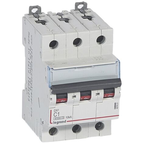 Disjoncteur DX³6000 10kA arrivée haute et départ bas à vis 3 Pôles 400V 1A courbe C pour peigne HX³ traditionnel LEGRAND 407821