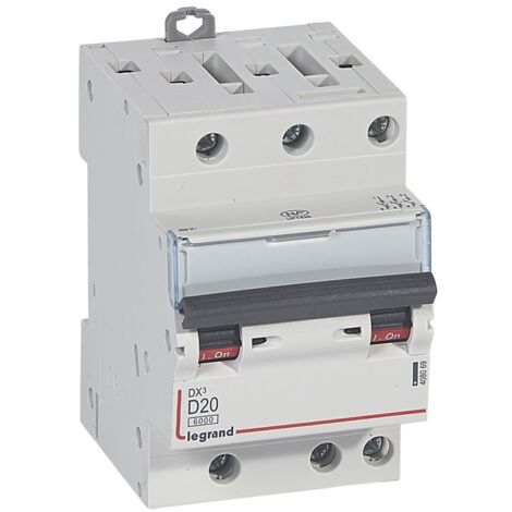 Disjoncteur DX³6000 10kA arrivée haute et départ bas à vis 3 Pôles 400V 20A courbe D pour peigne HX³ optimisé LEGRAND 408069