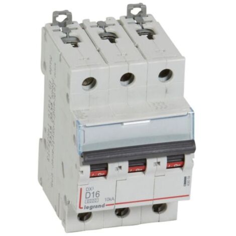 Disjoncteur DX³6000 10kA arrivée haute et départ bas à vis 3P 400 - 16A - courbe D - pour peigne HX³ traditionnel - LEGRAND