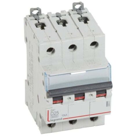 Disjoncteur DX³6000 10kA arrivée haute et départ bas à vis 3P 400 - 25A - courbe D - pour peigne HX³ traditionnel - LEGRAND