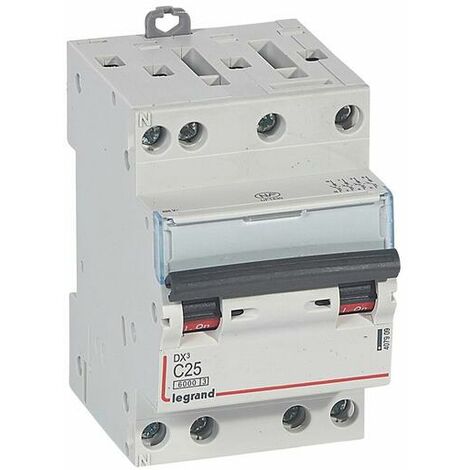 Disjoncteur DX³6000 10kA arrivée haute et départ bas à vis 4 Pôles 400V 25A courbe C pour peigne HX³ optimisé LEGRAND 407909