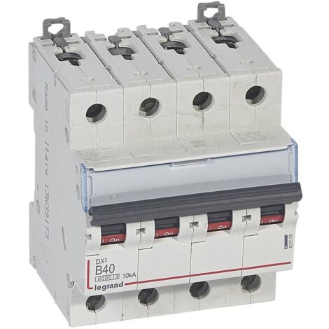Disjoncteur DX³6000 10kA arrivée haute et départ bas à vis 4P 400V - 40A - courbe B - 4 modules - LEGRAND