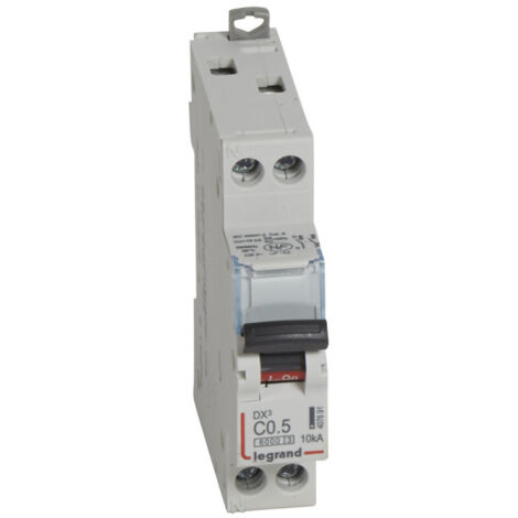 Disjoncteur DX³6000 10kA arrivée haute et départ bas à vis U+N 230V 0,5A courbe C 1 module LEGRAND 407691