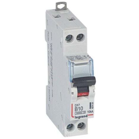 Disjoncteur DX³6000 10kA arrivée haute et départ bas à vis U+N 230V - 10A - courbe B - 1 module - LEGRAND