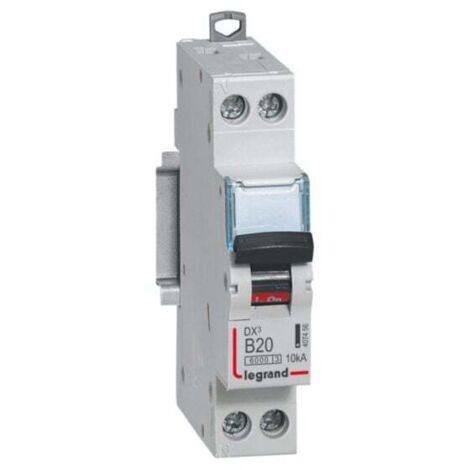 Disjoncteur DX³6000 10kA arrivée haute et départ bas à vis U+N 230V - 20A - courbe B - 1 module - LEGRAND