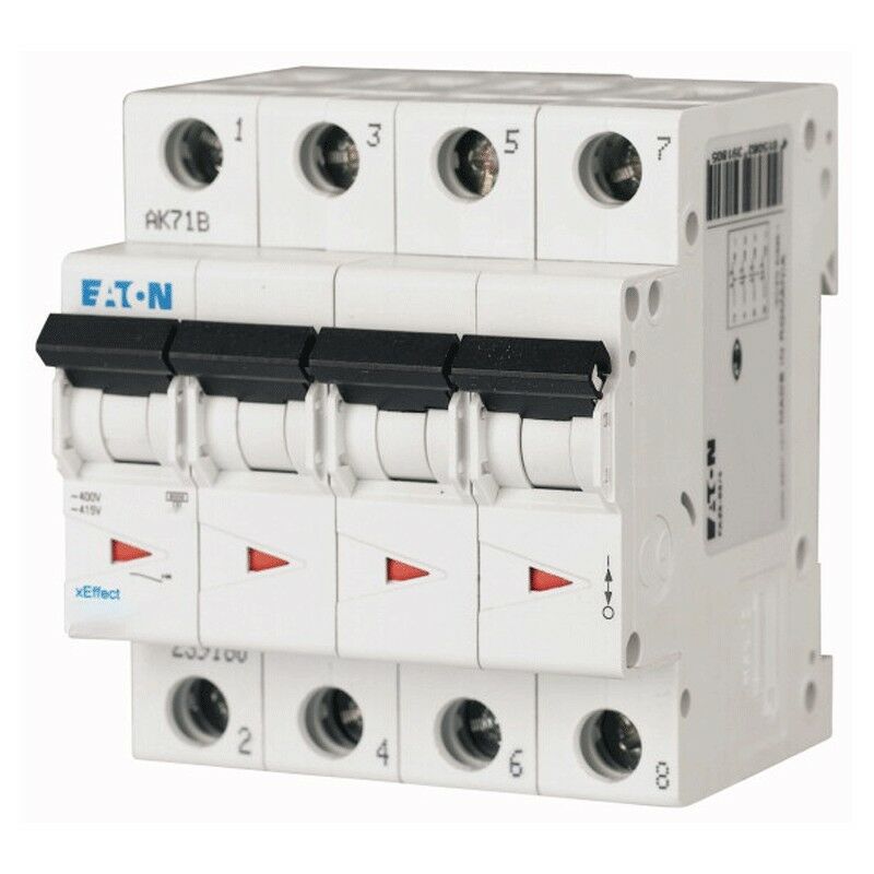 Eaton - Interrupteur magnétothermique 20A, 4 pôles, 6 ka courbe c 4 modules 239217