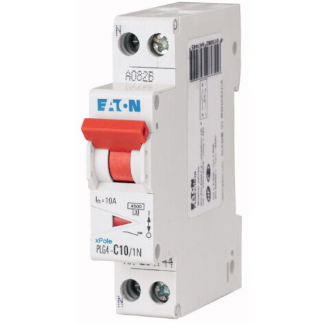Disjoncteur Eaton Eaton Moeller 1P+N, 10A, montage rail DIN ( Prix pour 1 )