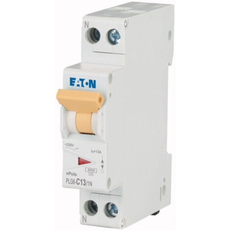 Disjoncteur Eaton Eaton Moeller 1P+N, 13A, montage rail DIN ( Prix pour 1 )