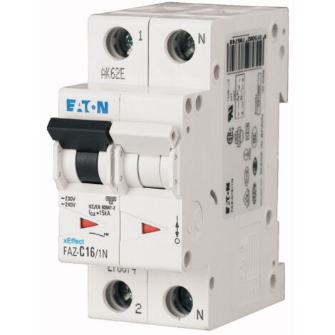 Disjoncteur Eaton Eaton Moeller 1P+N, 2A, montage rail DIN ( Prix pour 1 )