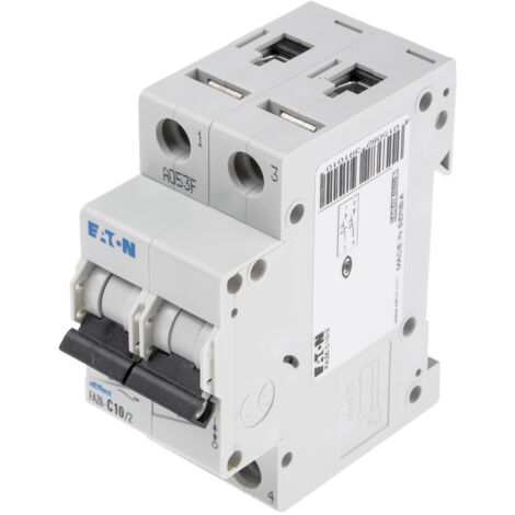 Disjoncteur Eaton Eaton Moeller 2P, 10A, pouvoir de coupure 6 kA, montage rail DIN ( Prix pour 1 )