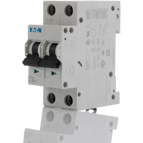 Disjoncteur Eaton Eaton Moeller 2P, 4A, pouvoir de coupure 10 kA, montage rail DIN ( Prix pour 1 )