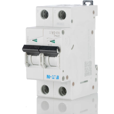 Disjoncteur Eaton Eaton Moeller 2P, 4A, pouvoir de coupure 6 kA, montage rail DIN ( Prix pour 1 )