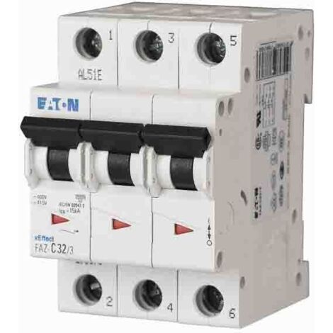 Disjoncteur Eaton Eaton Moeller 3P, 63A, pouvoir de coupure 10 kA, montage rail DIN ( Prix pour 1 )