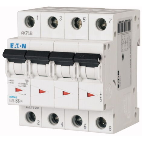 Disjoncteur Eaton Eaton Moeller 4P, 20A, montage rail DIN ( Prix pour 1 )