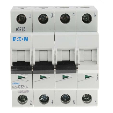 Disjoncteur Eaton Eaton Moeller 4P, 32A, pouvoir de coupure 6 kA, montage rail DIN ( Prix pour 1 )