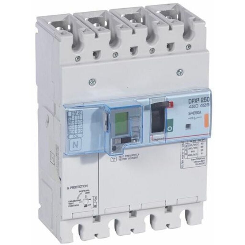 Disjoncteur électronique différentiel avec unité de mesure DPX³250 pouvoir de coupure 25kA 400V - 4P - 250A Legrand