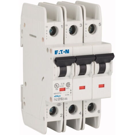 Disjoncteur FAZ courbe D 16A 3P NA UL 000102270 EATON FAZ D16/3 NA