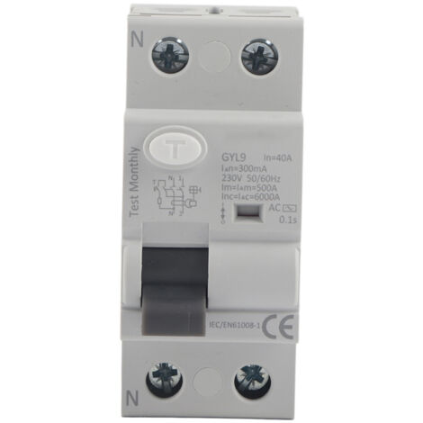 Disjoncteur GYL9 2P 230 V 50/60 Hz IP20, protecteur contre les fuites de courant, 2P-40 A-300 mA