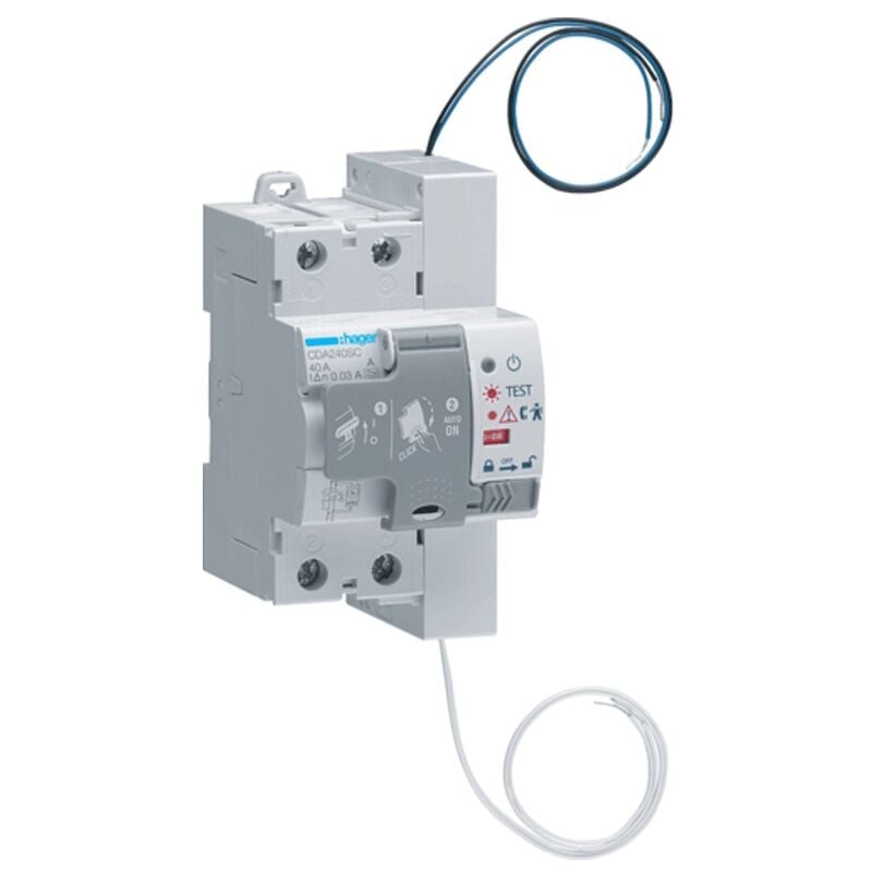 Interrupteur différentiel Hager réarmement automatique 40A 2P CDA240SC