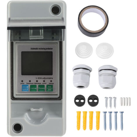 Disjoncteur intelligent avec coffret de distribution, miniature, monophasé, montage sur rail DIN, réenclenchement automatique, protection contre les surtensions et les sous-tensions, compteur d'énergi