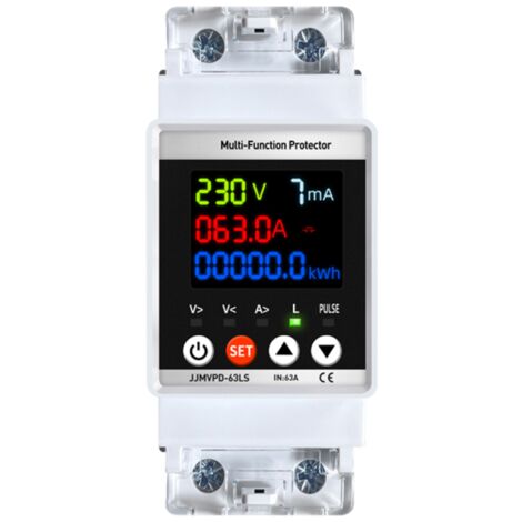 Disjoncteur intelligent monophasé à réenclenchement automatique Tuya WiFi avec affichage numérique, tension réglable et protection contre les fuites de courant. Compteur d'énergie en kilowattheures in