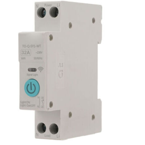 Disjoncteur intelligent WIFI 32A – Tension 230V – Télécommande sans fil – Rail DIN35 – Matériau ignifuge pour sécurité accrue - blanc-230V