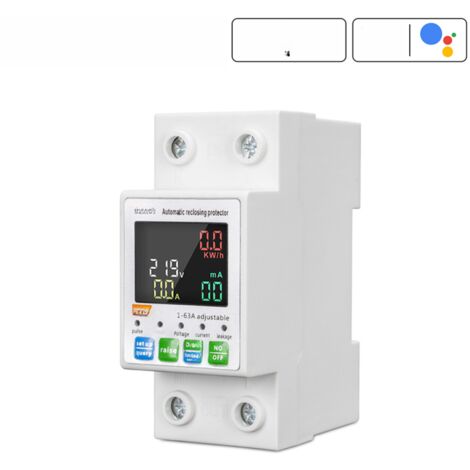 Disjoncteur intelligent WiFi Tuya – Compteur d'énergie monophasé – Protection surtension/sous-tension et fuite – Réenclenchement auto – Commande à distance