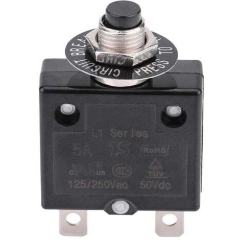 Disjoncteur Interrupteur thermique de réinitialisation, 125-250V AC 50V DC Disjoncteur à bouton-poussoir de protection contre les surcharges de courant(18 ampères)