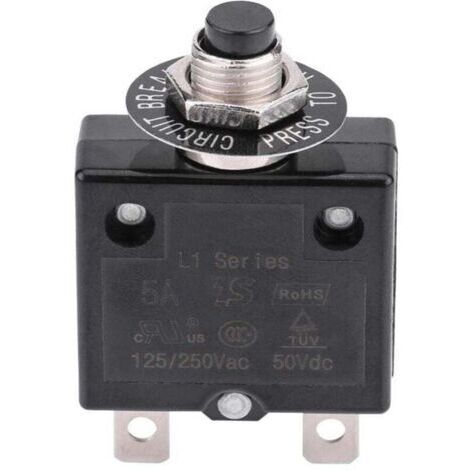 Disjoncteur Interrupteur thermique de réinitialisation, 125-250V AC 50V DC Disjoncteur à bouton-poussoir de protection contre les surcharges de courant(18 ampères)